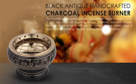 Dokchan Golden Handcrafted Charcoal Incense Burner Sambrani Dhoop 30Ml ...