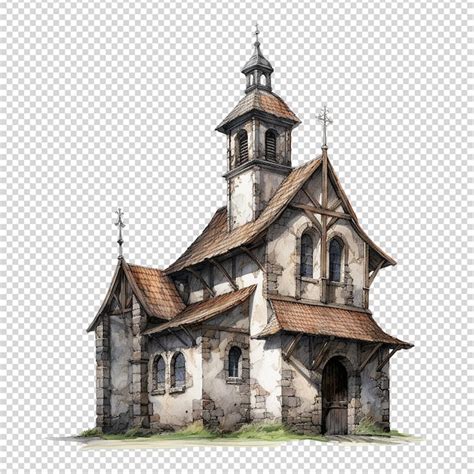 Premium PSD | Medieval church isolated on transparent background