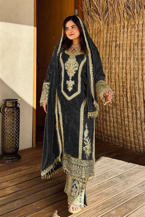 Ready_To_Wear_Black_Heavy_Silk_Chinon_Pakistani_Tunic_Style_With_Lovely ...