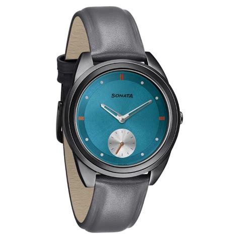 Buy Online Sonata Women of Steel Blue Dial Leather Strap Watch for ...