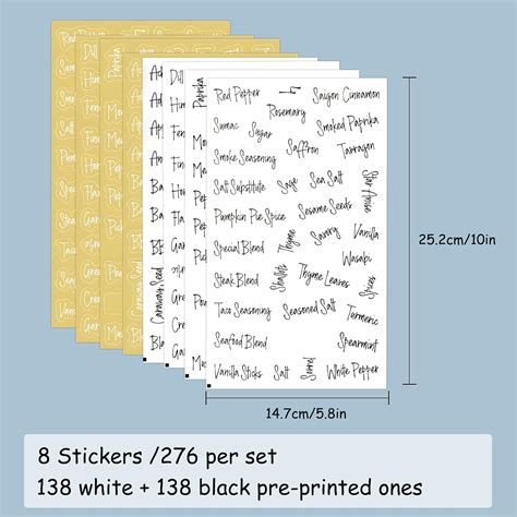 Buy FYY Kitchen Labels,276 Spice Jar Labels,Pantry Labels,White + Black ...