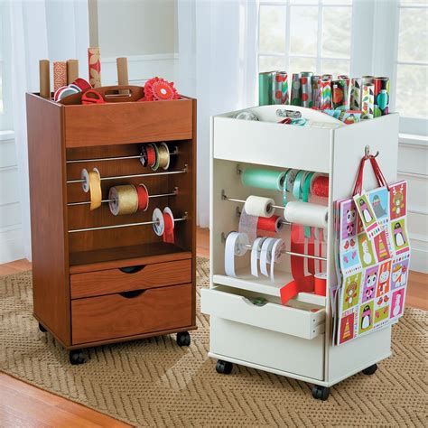 Wellesley Gift Wrap Station with 2 Drawers - Portable Wrapping Paper ...
