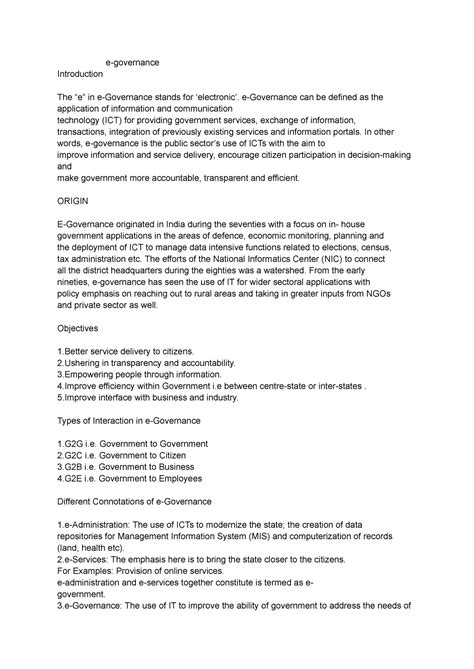 Untitled document - e-governance Introduction The “e” in e-Governance ...
