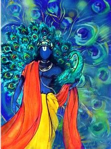 StickMe Hindu God - Lord Vishnu With Peacock - Creative Wall Art Canvas ...