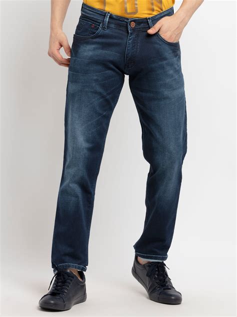 Buy Navy Slim Fit Washed Jeans for Men | Status Quo
