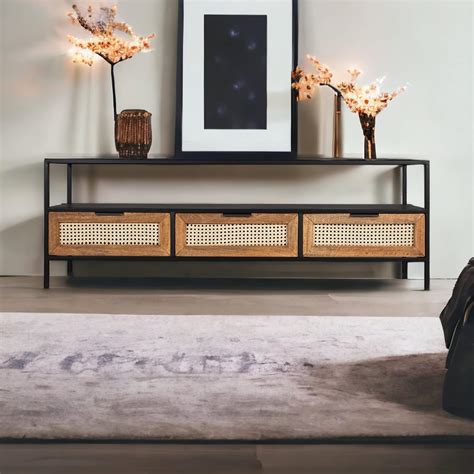 Kraft Bazaar Webber Tv Cabinet | Metal Tv Stand | Tv Unit With Natural ...