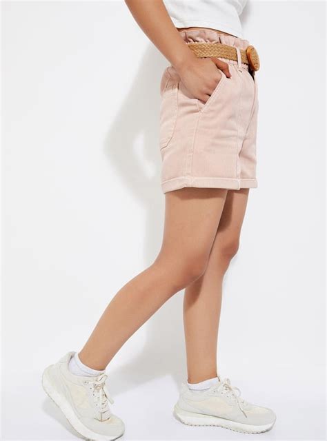 Buy URB_N Women Solid Paperbag Waist Shorts Online at just Rs. 899.0 ...