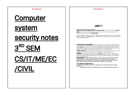Computer system security notes ALL Units - Computer system security ...