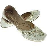 Fulkari Women's Murraya Green Gold Genuine Soft Leather Juttis | Bite ...