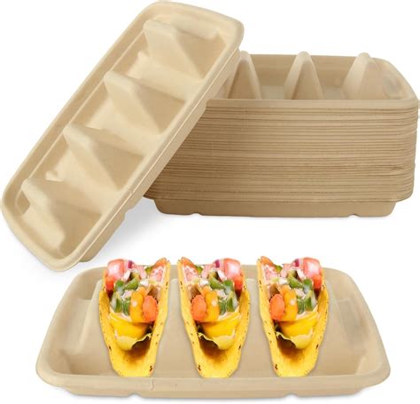 Amazon.com: Disposable Taco Plates for 2 Tacos & 2 Sides – 50 PACK ...