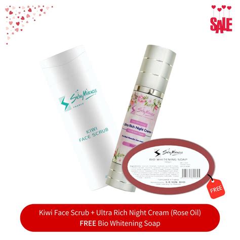 Kiwi Face Scrub + Ultra Rich Night Cream (Rose Oil) + FREE Bio Whiteni ...