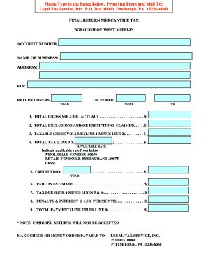 West Mifflin Mercantile Tax Form - Fill Online, Printable, Fillable ...