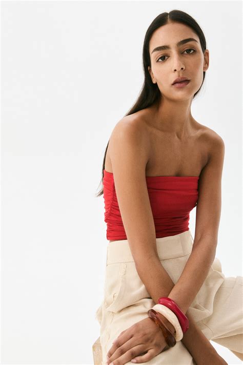 Draped tube top - Red - Ladies | H&M IN