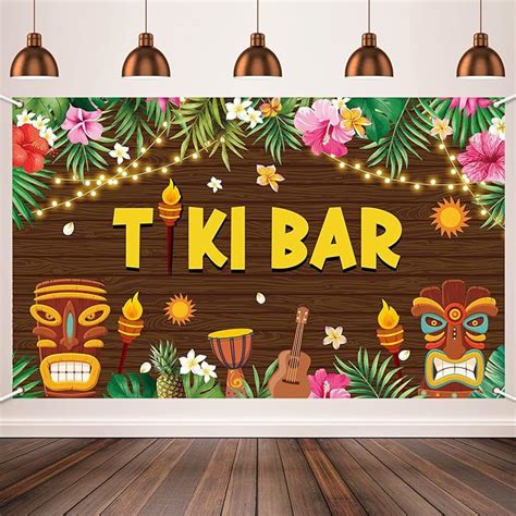 Buy Hawaiian Luau Party Decoration Supplies Tiki Banner Tiki Bar ...