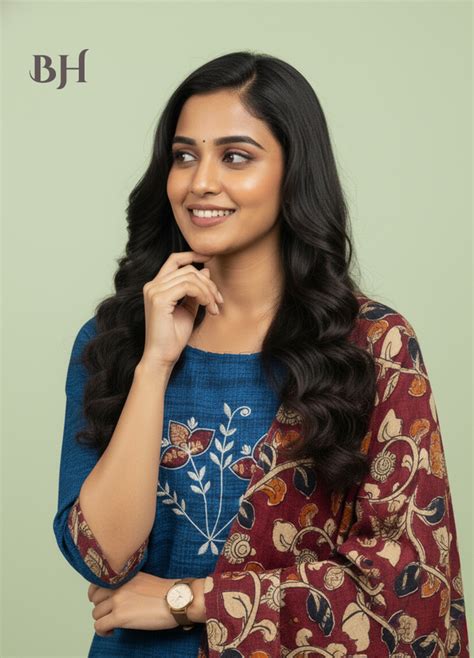 Kalamkari 3pc Set with Embroidery & Mirror Work Skyblue – Bhavana Handlooms