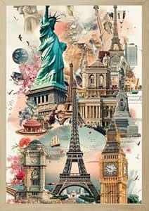 Tasvirra World Map Collage Poster for Wall Decor | Vintage Travel Art ...