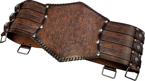Buy HiiFeuer Viking Embossed Waist Armor, Norse Faux Leather Wide Belt ...