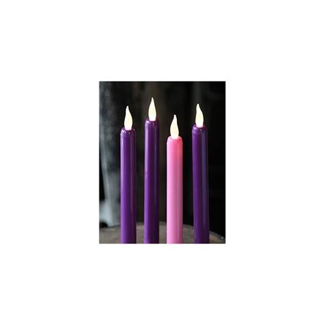 Buy Flameless Advent Candle Set 4-Piece LED Advent Taper Candles Purple ...