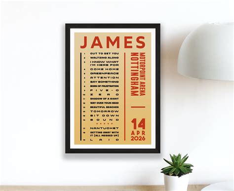 James 2026 UK Band Tour Setlist Poster Print - gigs Concert Arena Live ...