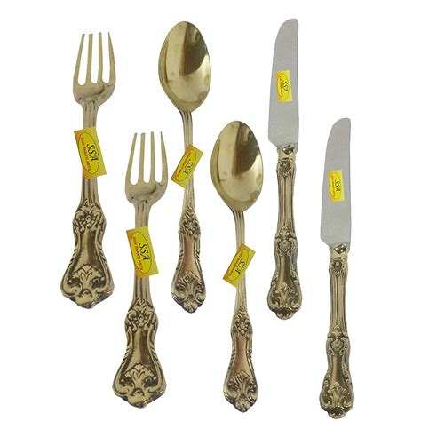 SHIV SHAKTI ARTS Handmade Pure Brass Designer Cutlery Set of 2 Butter ...