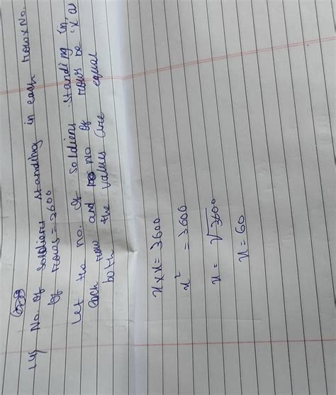 3600 soldiers are asked to stand in different rows. Every row has as ...