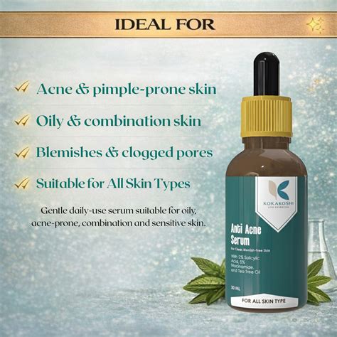 Anti Acne 2% Salicylic Acid & 5% Niacinamide Clearing Face Serum | Kok ...
