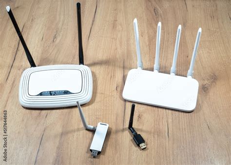 Different types of Wi-Fi routers, modern and old technology. Wireless ...