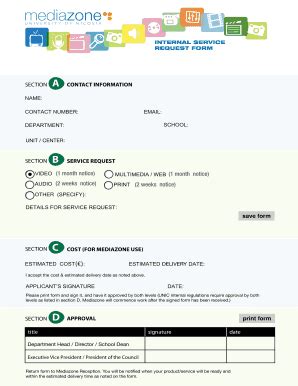 Fillable Online facultyintranet unic ac INTERNAL SERVICE REQUEST FORM ...