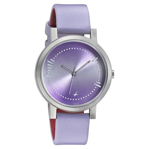 Buy Online Fastrack Sunburn Quartz Analog Purple Dial Leather Strap ...