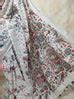 Off White Block Printed Cotton Linen Saree - Luxurionworld