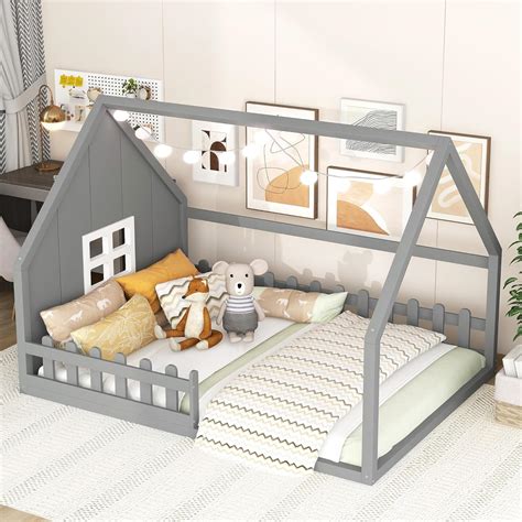 Amazon.com: Bellemave Full Size House Bed for Kids,Wood Montessori ...