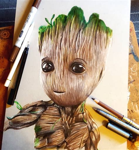 Groot color drawing by Manuela Lai | Realistic drawings, Character ...
