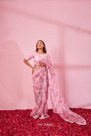 Rumi Pink Organza Silk Saree – The Haelli