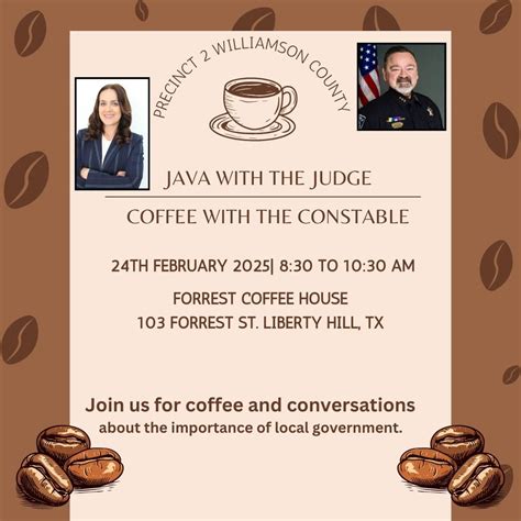 Java with the Judge & Coffee with the Constable , 103 Forrest St ...