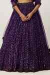 Buy Purple Georgette, Net Embroidery, Crystals, Sequins Scoop Lehenga ...