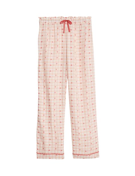 Buy Cotton Rich Checked Heart Pyjama Bottoms at Marks & Spencer