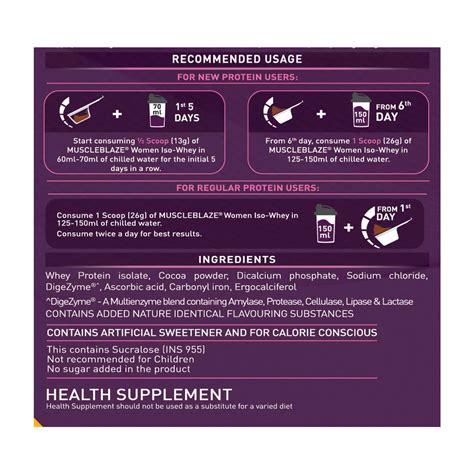 Buy MUSCLEBLAZE WOMEN ISO WHEY LOW CARB, 100% WHEY PROTEIN ISOLATE ...