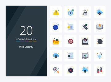 20 web security flat color icon for presentation | Free Vector