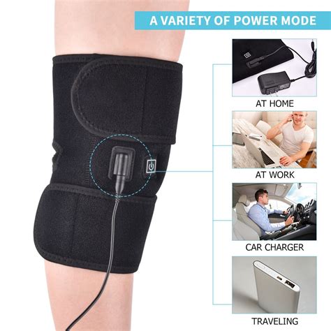 Electric Knee Protection Heating Massager Pads Therapy Adjustable Brace Support Belt Arthritis ...
