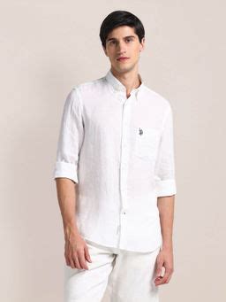 Buy U.S. POLO ASSN. Regular Fit Linen Casual Shirt Full Sleeves Beige ...