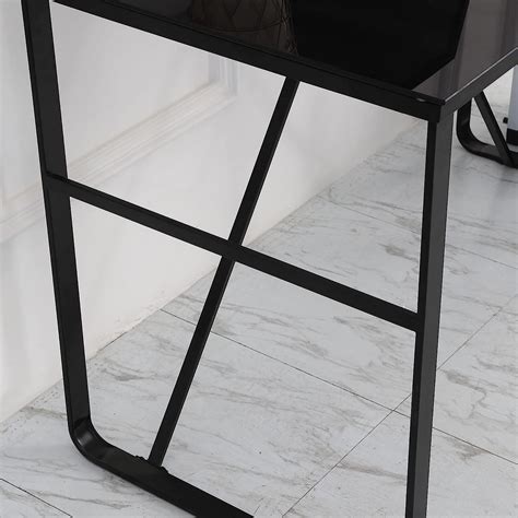 Buy HOMCOM Glass Top Writing Desk with World Map Printing Working ...