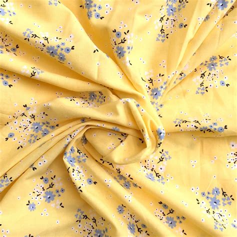 Yellow Floral Cotton Fabric for Spring Night Suits & Soft Sleepwear ...