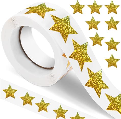 Prasacco 500 Pcs Gold Star Stickers, Holographic Gold Foil Star ...