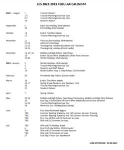 Leon Country 2021-2022 and 2022-2023 School Calendars