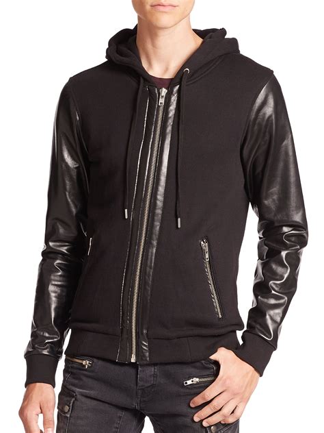 Mens Black Hoodie With Leather Sleeves at Joe Alvarez blog