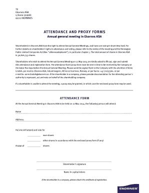 Fillable Online ATTENDANCE AND PROXY FORMS Fax Email Print - pdfFiller