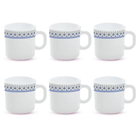 Larah by BOROSIL Ocean Opalware Mug, Set of 6 Tea/Coffee Mugs, 180 ml ...