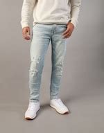 Buy American Eagle Men Blue AirFlex+ Patched Skinny Jean Online