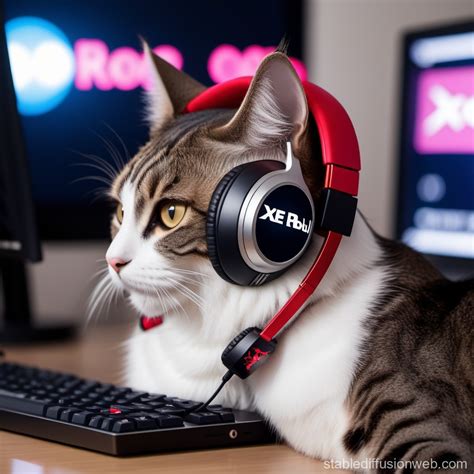 Cat with Headphones and Red Bull Scene | Stable Diffusion Online