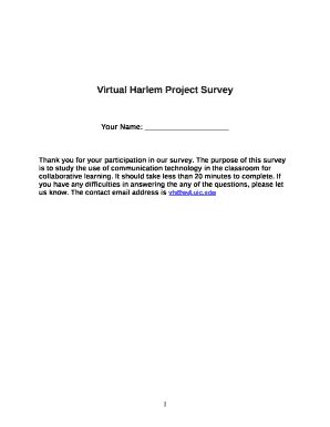 Virtual Harlem Project Survey Doc Template | pdfFiller